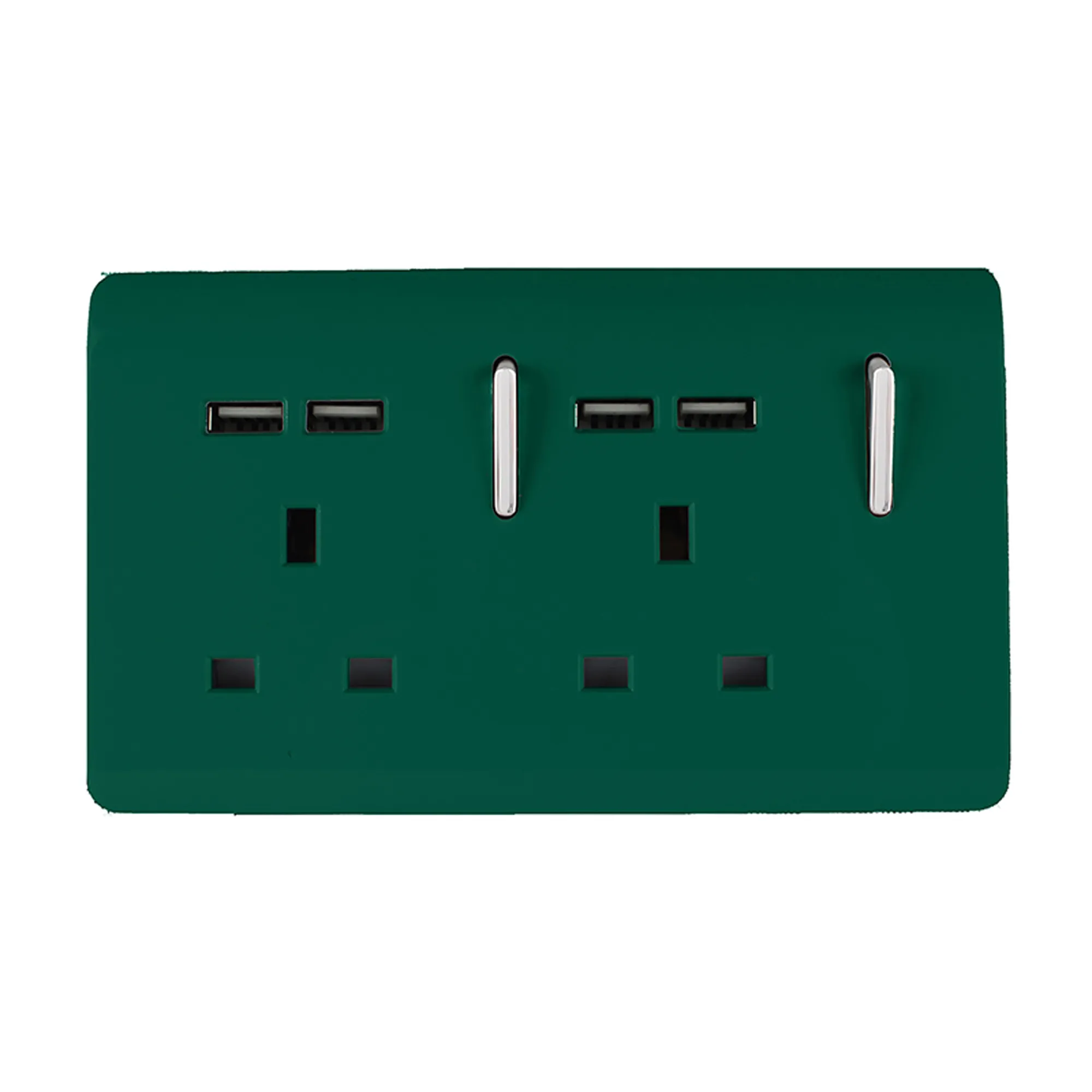 ART-SKT213USBDG  2 Gang 13Amp Switched Double Socket With 4X 2.1Mah USB Dark Green